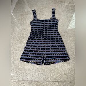 ZARA BLACK GEOMETRIC PRINT BODYCON SHORTS ROMPER SZ S